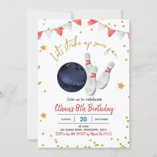 Boy Bowling Birthday Einladung