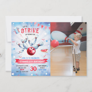 Boy Bowling Birthday Foto Einladung
