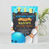 Boy Bowling Nachteinladung Einladung (Stehend Vorderseite)