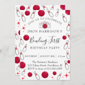 Boy Bowling Party 1st Birthday Einladung (Vorne/Hinten)