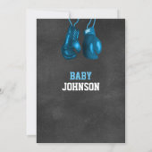 Boy Boxing Handschuhe Blue Baby Shower Einladungen (Rückseite)