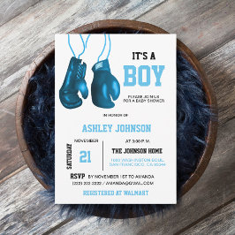 Boy Boxing Handschuhe Blue Baby Shower Einladungen