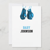 Boy Boxing Handschuhe Blue Baby Shower Einladungen (Rückseite)
