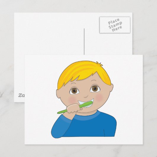 Boy Brushing Teeth Postkarte (Vorne/Hinten)