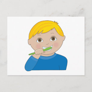 Boy Brushing Teeth Postkarte