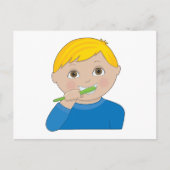 Boy Brushing Teeth Postkarte (Vorderseite)