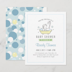 Boy Bubble Bath Baby Dusche Einladung