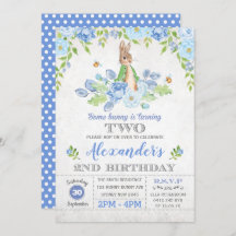 Boy Bunny 2. Geburtstag Party Garden Blue Floral