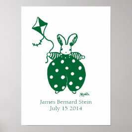 Boy Bunny in einem grünen Geburtstagsposter Poster