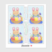 Boy Bunny mit Basket Sticker (Blatt)