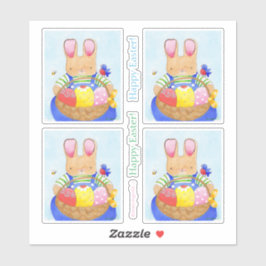 Boy Bunny mit Basket Sticker