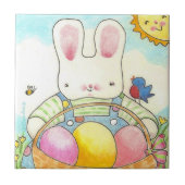 Boy Bunny mit Korb Fliese (Vorderseite)