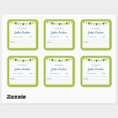 Boy Bunting Baby Shower Buchkleber Quadratischer Aufkleber (Blatt)