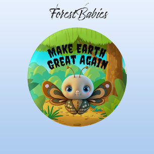 Boy Butterfly, Make Earth Great Again, Wildlife Button