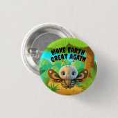 Boy Butterfly, Make Earth Great Again, Wildlife Button (Vorne & Hinten)