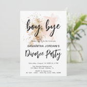 Boy Bye Elegant Pink Gold Scheidung Party Einladun Einladung (Stehend Vorderseite)