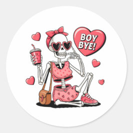 Boy Bye Funny Anti-Valentinstag Runder Aufkleber