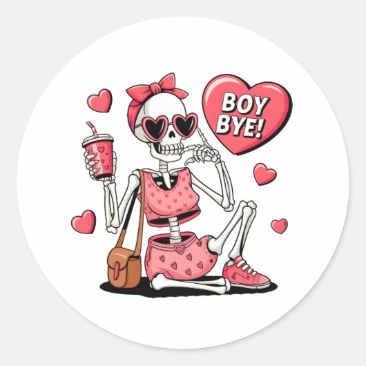 Boy Bye Funny Anti-Valentinstag Runder Aufkleber (Vorderseite)
