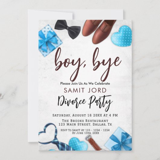 Boy Bye Scheidung Party Einladung (Vorderseite)