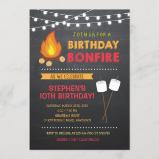 Boy Camp Bonfire Geburtstag Einladung