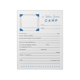 Boy Camp Stationery Letter aus Camp Notizblock