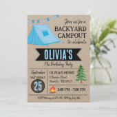Boy Campout Geburtstag Einladung Hinterhof Camping (Stehend Vorderseite)