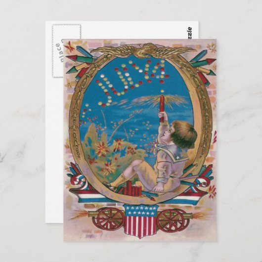 Boy Cannon Fireworks Firecracker Firecracker Postkarte (Vorne/Hinten)