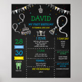 Boy Chalkboard First Birthday Milestone Poster (Vorne)