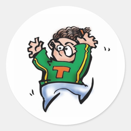 Boy Cheerleader Runder Aufkleber (Vorderseite)