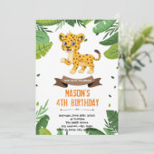 Boy Cheetah Dusche Einladung (Stehend Vorderseite)