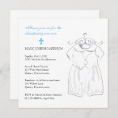 Boy Christening Anzug und Blue Cross Einladung (Vorne/Hinten)