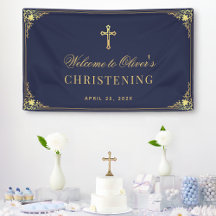 Boy Christening Navy Blue Gold Vintage Taufe