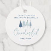 Boy Christmas Tree Onederful Birthday Vielen Dank Geschenkanhänger (Vorderseite)