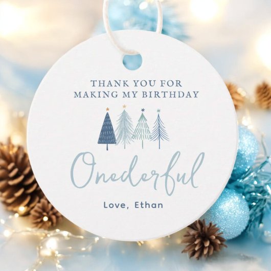 Boy Christmas Tree Onederful Birthday Vielen Dank Geschenkanhänger