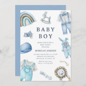 Boy Clothes Kinderzimmer Babydusche Einladung (Vorne/Hinten)