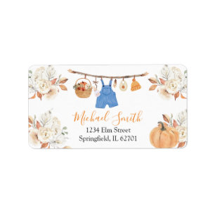 Boy Clothes Pumpkin Fall Babydusche Adresse Adressaufkleber