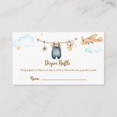 Boy Clothesline Airplane Diaper Raffle Baby Shower Begleitkarte (Vorderseite)
