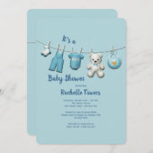 Boy Clothesline Baby Dusche Einladung (Vorne/Hinten)