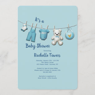 Boy Clothesline Baby Dusche Einladung