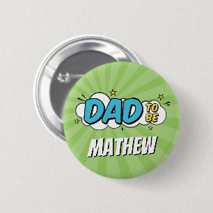 Boy Comic Book Superhero Baby Dusche Vater Button