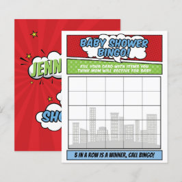 Boy Comic Book Superhero Baby Shower Bingo Game