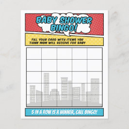Boy Comic Book Superhero Baby Shower Bingo Game