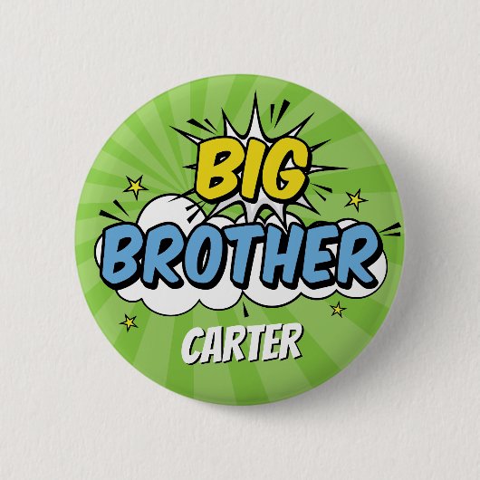 Boy Comic Book Superhero Kinderdusche Big Brother Button (Vorderseite)