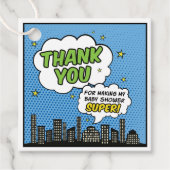 Boy Comic Book Superhero Kinderdusche Danke Geschenkanhänger (Vorderseite)