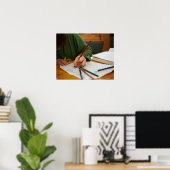 Boy concentrating on math homework poster (Heimbüro)
