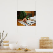 Boy concentrating on math homework poster (Küche)