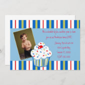 Boy Confetti Cupcake Einladung (Vorne/Hinten)