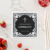 Boy Confirmation Black Elegant Vintage Imitate Sil Serviette (Beispiel)