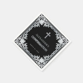 Boy Confirmation Black Elegant Vintage Imitate Sil Serviette (Ecke)