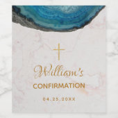 Boy Confirmation Blue Geode Gold Marmorskript Weinetikett (Einzelnes Label)